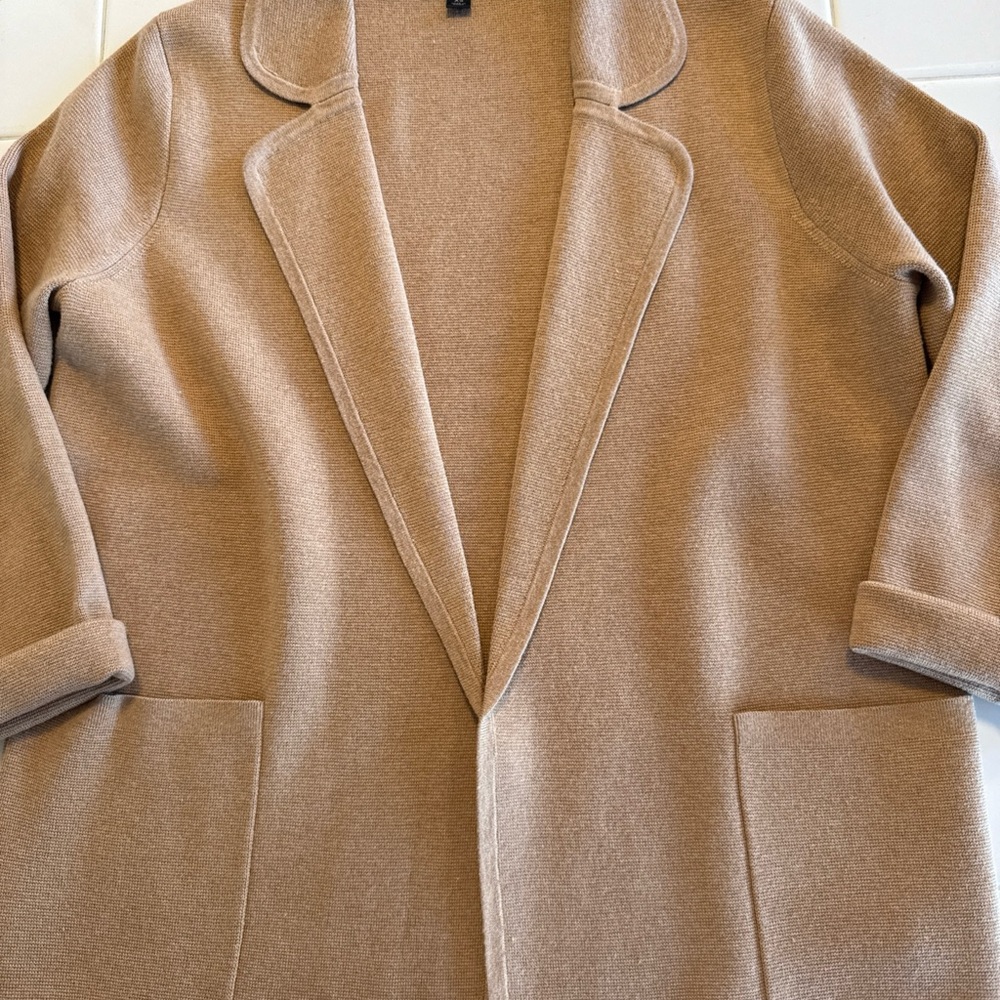 J. Crew Women's Sophie Tan Sweater Blazer Tan Merino Wool Blend Size XS